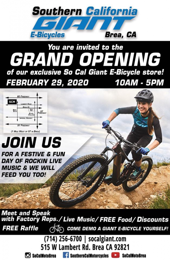 Southern California Giant e-bike store Motorcycles Brea California dealer grand opening