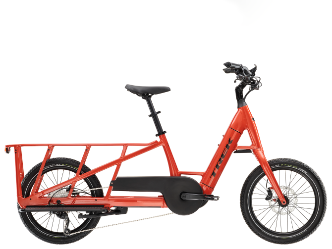Trek Fetch +2 cargo bike transporting kids overhead view car replacement electric bicycle e-bike